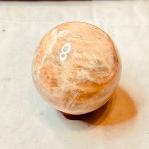 Peach Moonstone Sphere Strong Silver Flash Polished Crystal Ball Intuition